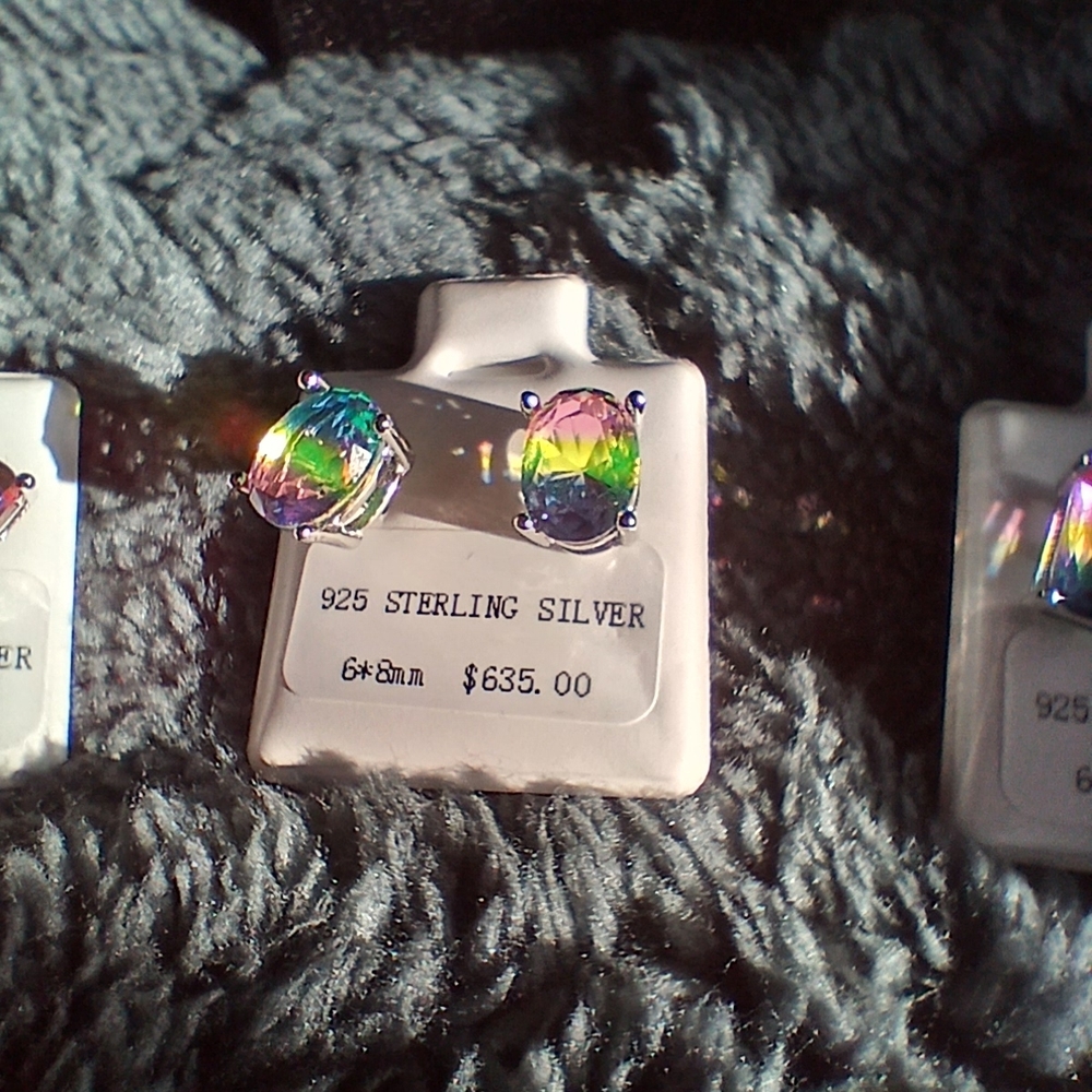 Sterling Silver Multicolor Stud Earrings